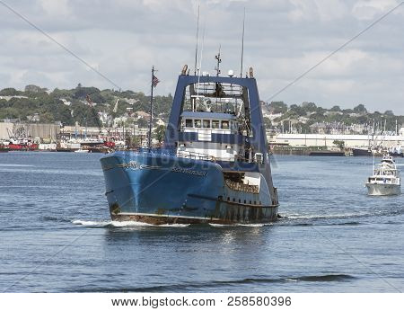 New Bedford, Massachusetts, Usa - September 15, 2018: Commercial Fishing Vessel Sea Watcher 1 Amid S