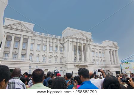 Kolkata , India - September 29, 2017 : Decorated Durga Puja Pandal - Replica Of Buckingham Palace Of