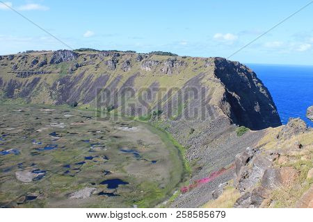 Rano Kau Is A 324 M 1,063 Ft Tall Extinct Volcano That Forms The Southwestern Headland Of Easter Isl