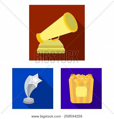 Film Awards And Prizes Flat Icons In Set Collection For Design. The World Film Academy Vector Symbol
