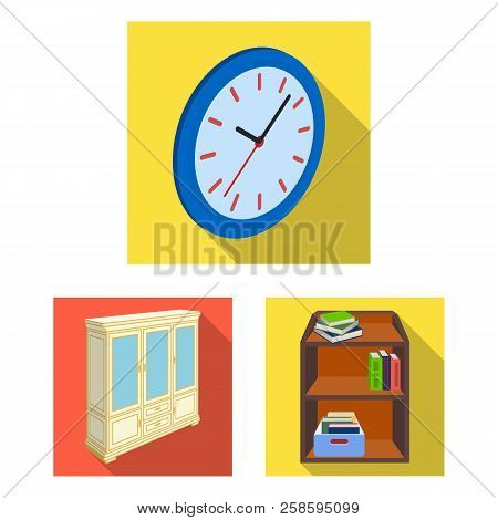 Furniture And Interior Flat Icons In Set Collection For Design. Home Furnishings Vector Isometric Sy