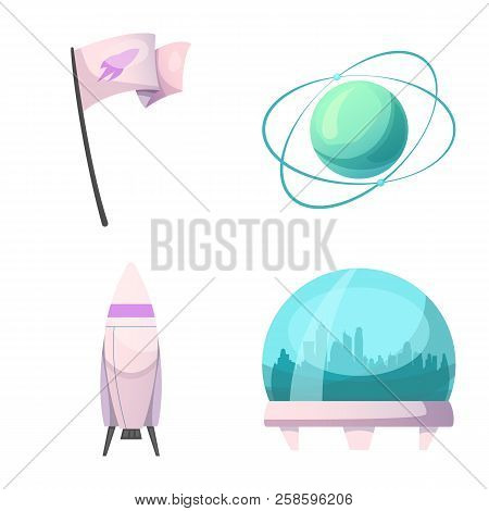 Isolated Object Of Mars And Space Symbol. Set Of Mars And Planet Vector Icon For Stock.