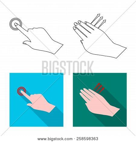 Vector Design Of Touchscreen And Hand Symbol. Collection Of Touchscreen And Touch Vector Icon For St