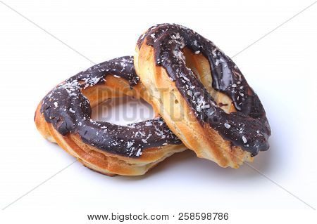 Homemade Traditional Polish Sweets Doughnuts Isolated On White Background.