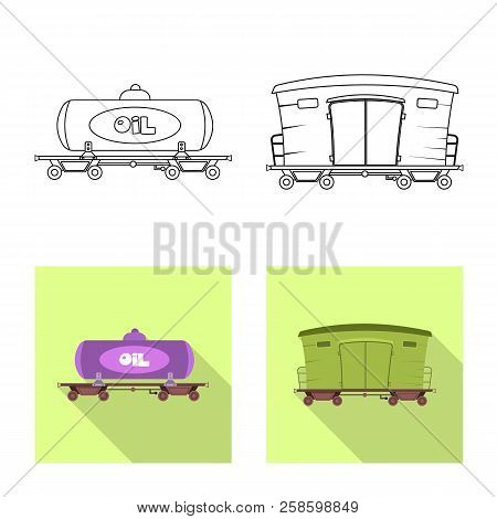 Vector Design Of Train And Station Icon. Set Of Train And Ticket Vector Icon For Stock.