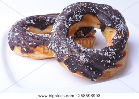 Homemade Traditional Polish Sweets Doughnuts Isolated On White Background.