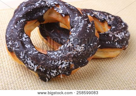 Homemade Traditional Polish Sweets Doughnuts With Chocolate.