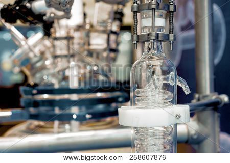 Chemical Industrial Equipment, Glass Tubes And Containers. Abstract Industrial Background.