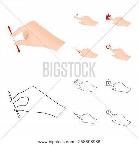 Isolated Object Of Touchscreen And Hand Icon. Set Of Touchscreen And Touch Vector Icon For Stock.