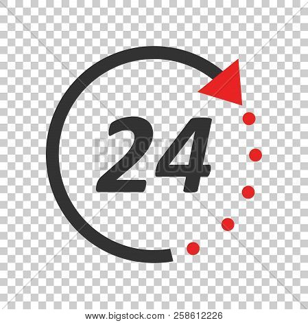 Time Icon. Flat Vector Illustration 24 Hours On Isolated Backgro