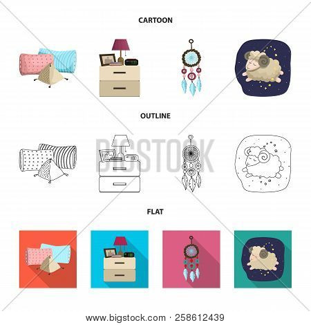 Vector Design Of Dreams And Night Logo. Set Of Dreams And Bedroom Stock Symbol For Web.