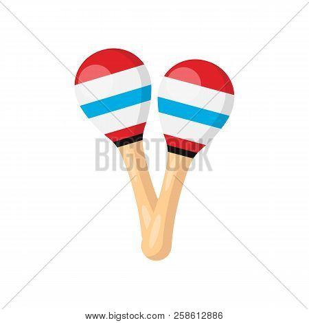 Child Toy. Oldest Shock-noise Musical Instrument. Maracas Isolated On White Background. Vector Illus