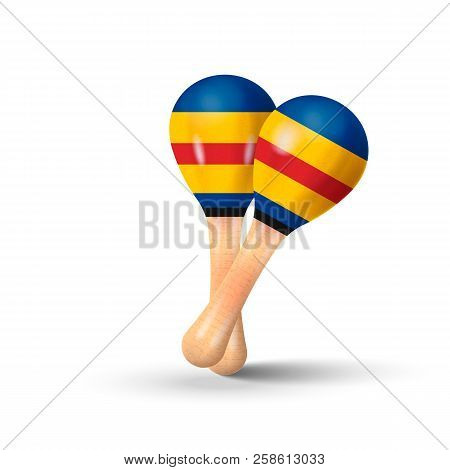 Child Toy. Oldest Shock-noise Musical Instrument. Maracas Isolated On White Background. Vector Illus