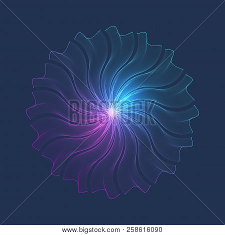 Particle Vortex, Point, Dotted, Lines Connection, Three-dimensional Digital Sphere. Fractal Connecti
