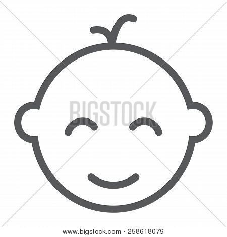 Baby Boy Line Icon, Baby And Child, Face Sign, Vector Graphics, A Linear Pattern On A White Backgrou