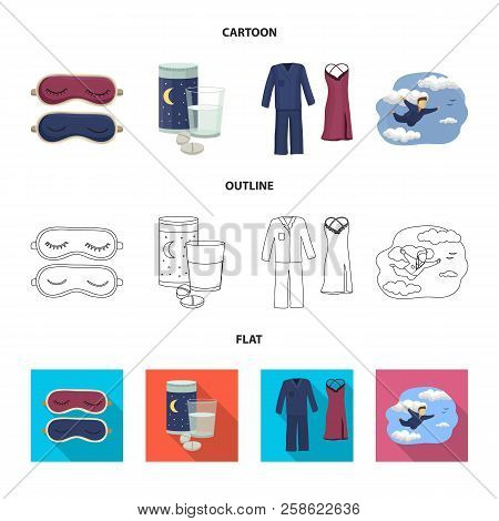 Vector Illustration Of Dreams And Night Symbol. Set Of Dreams And Bedroom Vector Icon For Stock.