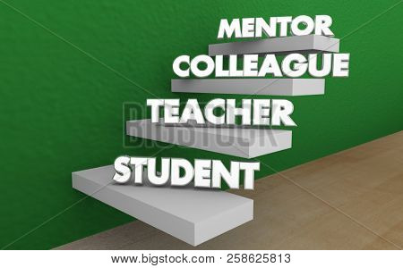 Student Teacher Colleage Mentor Education Steps Stages 3d Illustration