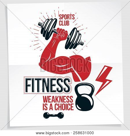 Heavy Load Power Lifting Championship Vector Advertising Poster Created With Strong Muscular Bodybui