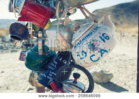 Pots In Teakettle Junction On The Way To Racetrack Playa, Death Valley National Park, California