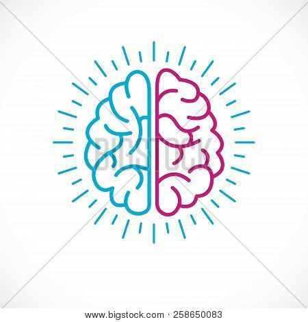 Human Anatomical Brain, Mental Health Psychology Conceptual Logo Or Icon, Psychoanalysis And Psychot