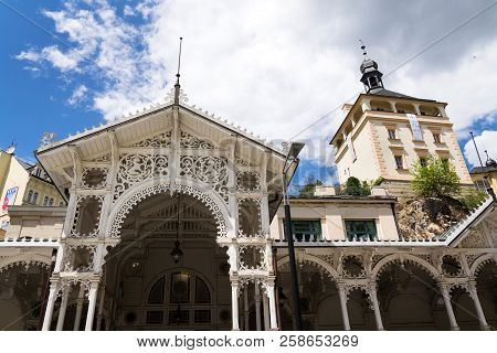 Karlovy Vary, Czech Republic - July 3 2016: Beautiful Streets Of Spa Town On July 3, 2016 In Karlovy