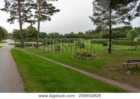 Overlooking A Cemetery In Mariestad Sweden Autumn 2018