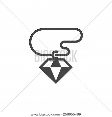 Diamond Gluph Icon. Simple Gemstone Template. Graphic Sign Of Jewelry. Game Ui Element. Web Label In