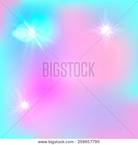 Vector Magic Farytale Background, Cute Backdrop, Light Blue And Pink Shining Colors.