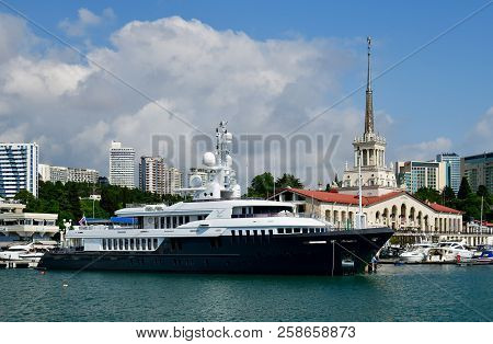 Sochi, Russia - June 2. 2018. Chayka Is Yacht Owned By Presidential Administration At Sea Jetty