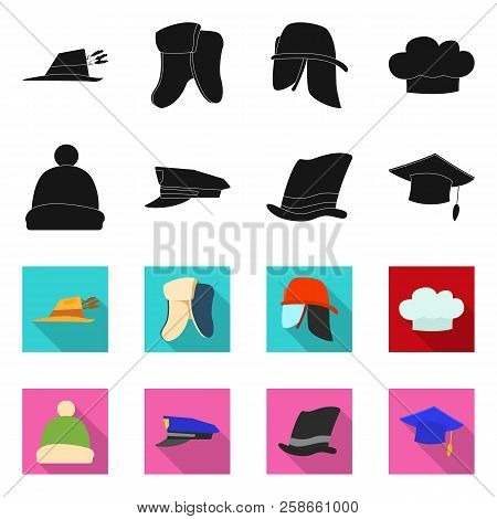 Isolated Object Of Headgear And Cap Icon. Set Of Headgear And Accessory Stock Vector Illustration.