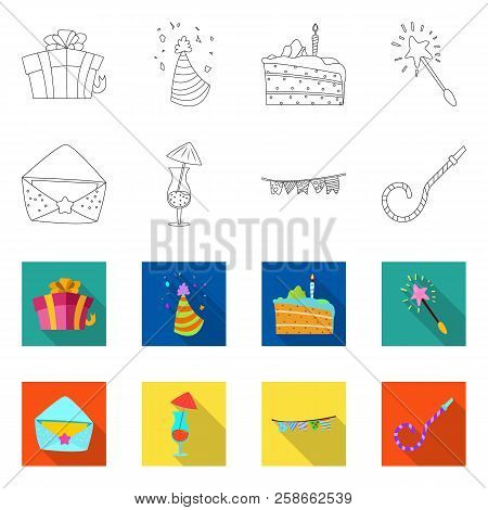 Vector Design Of Party And Birthday Icon. Set Of Party And Celebration Stock Vector Illustration.