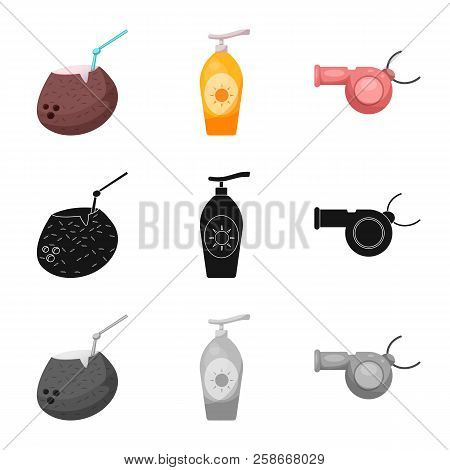 Vector Illustration Of Pool And Swimming Sign. Collection Of Pool And Activity Vector Icon For Stock