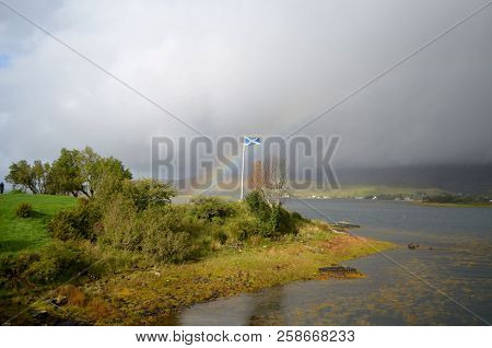 Beautiful Seascape In Kyle Of Lochalsh With A Rainbow