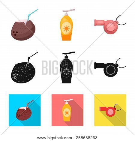 Vector Design Of Pool And Swimming Icon. Set Of Pool And Activity Vector Icon For Stock.