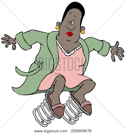 Illustration Of A Black Woman Wearing A Nightgown And Robe Springing Forward For Daylight Savings Ti