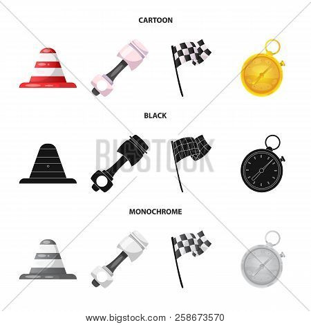 Isolated Object Of Car And Rally Icon. Collection Of Car And Race Vector Icon For Stock.