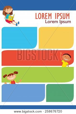 Vector Brochure Backgrounds With Cartoon Children. Infographic Template Design.