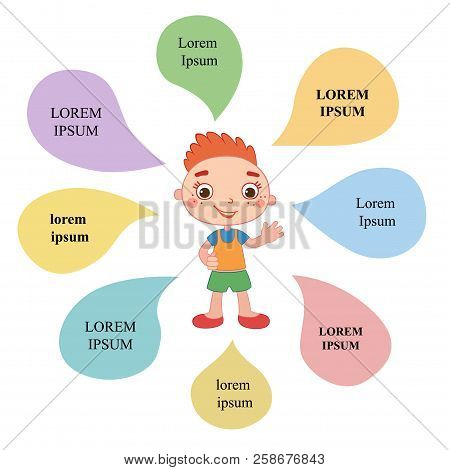 Vector Brochure Backgrounds With Cartoon Children. Infographic Template Design.