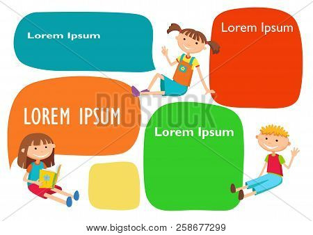 Vector Brochure Backgrounds With Cartoon Children. Infographic Template Design.
