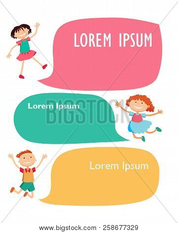 Vector Brochure Backgrounds With Cartoon Children. Infographic Template Design.