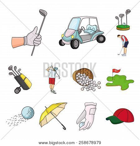 Golf And Attributes Cartoon Icons In Set Collection For Design.golf Club And Equipment Vector Symbol