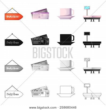 Vector Design Of Airport And Airplane Symbol. Set Of Airport And Plane Vector Icon For Stock.