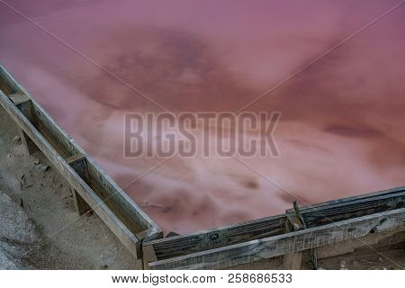 Pink Salt Pool In Saltmine, Top View, Background Texture
