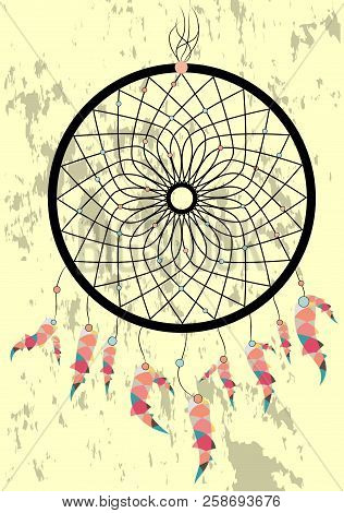 Dream Catcher Boho Native American Indian Talisman Dreamcatcher. Clothes Ethnic Tribal Design. Magic