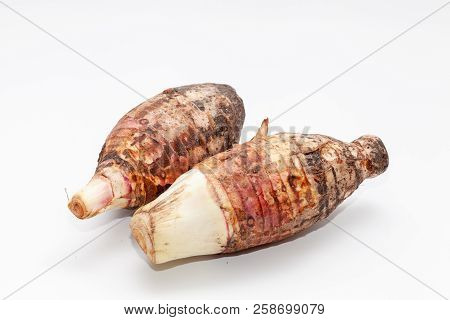 Close Up Of Taro On White Background