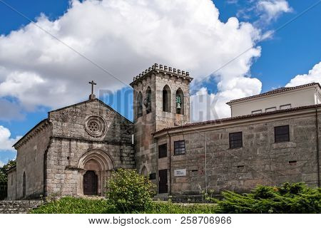 Vila Nova de Famalicao, Portugal - August 17, 2017: Santiago de Antas Romanesque Monastery and Church