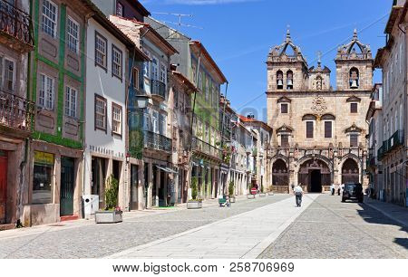 Braga, Portugal - July 27, 2017: Braga Cathedral, the oldest of all cathedrals in Portugal and a main Catholic worship place