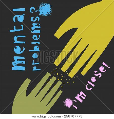 Vector Illustration Of Mental Health Concept With Healping Hand