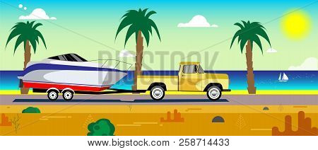 Car With A Boat On A Trailer