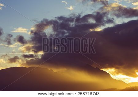Fiery Sunset Over The Mountains In Transylvania Ii